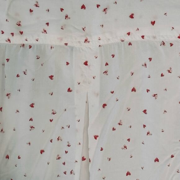 Beach Lunch Lounge Heart Print Blouse 1X White Top Long Sleeve Convertible - Picture 4 of 10